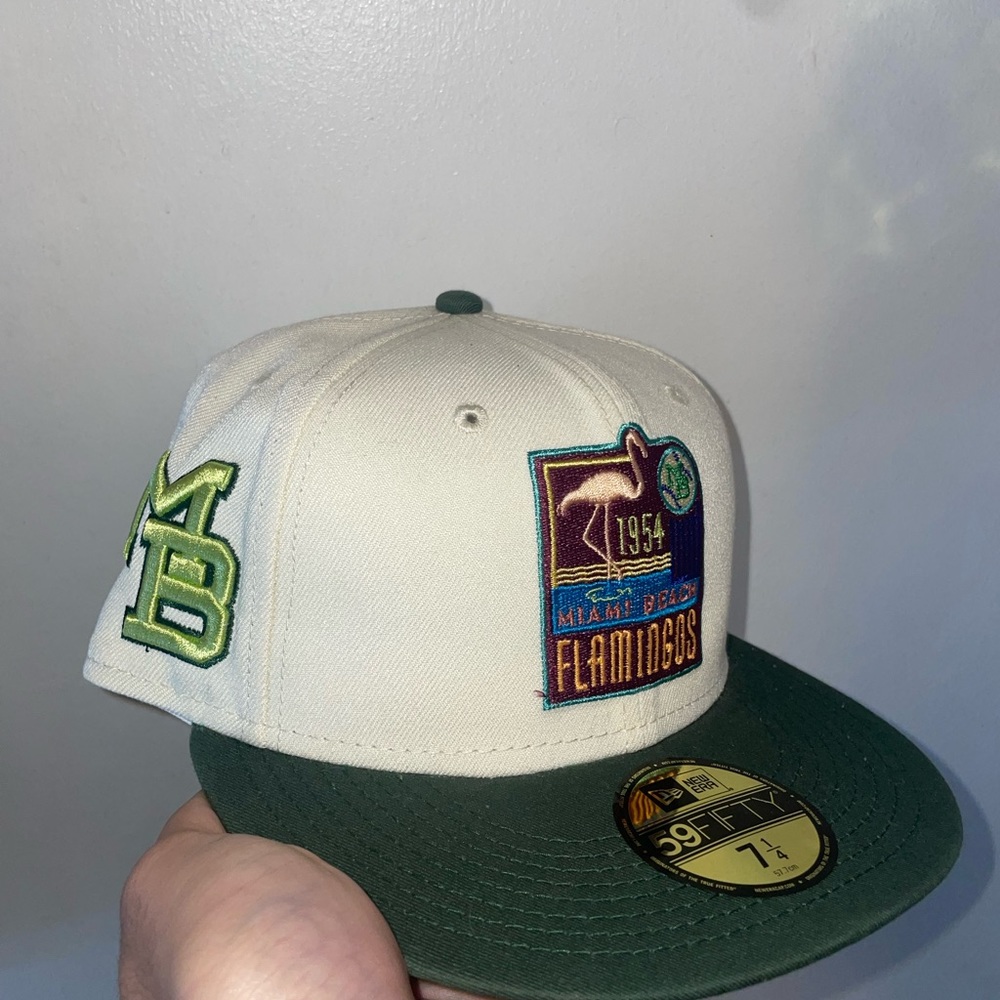 Myfitteds Miami Beach flamingo monopoly inspired size 7 1/4 brand new sold ou